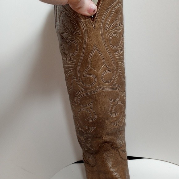 Olathe Shoes Olathe Vintage Tall Sepia Brown Western Riding Cowboy